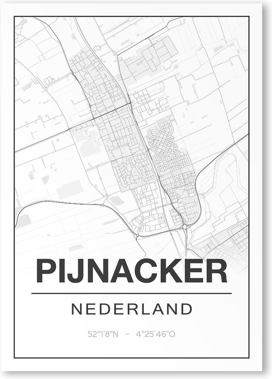 Poster/plattegrond PIJNACKER - 30x40cm