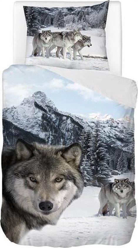 Snoozing Wolf - Housse de couette - Simple - 140x200 / 220 cm + 1 taie d'oreiller 60x70 cm - Multicolore