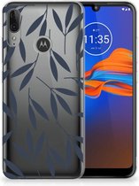 Back Case Motorola Moto E6 Plus TPU Siliconen Hoesje Leaves Blue