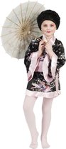 Funny Fashion - Aziatisch & Indisch Kostuum - Kimono Roze Met Bloemen - Meisje - roze - Maat 140 - Carnavalskleding - Verkleedkleding