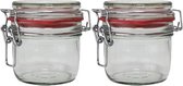 2x Weckpot/inmaakpot 200 ml met rode rubberen ring, klepdeksel en beugelsluiting - Weckpotten - Inmaakpotten - Voorraadbussen