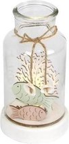 Woonaccessoires - Glass Bottle With Wooden Scene And Light 9.5x9.5x16cm Multi