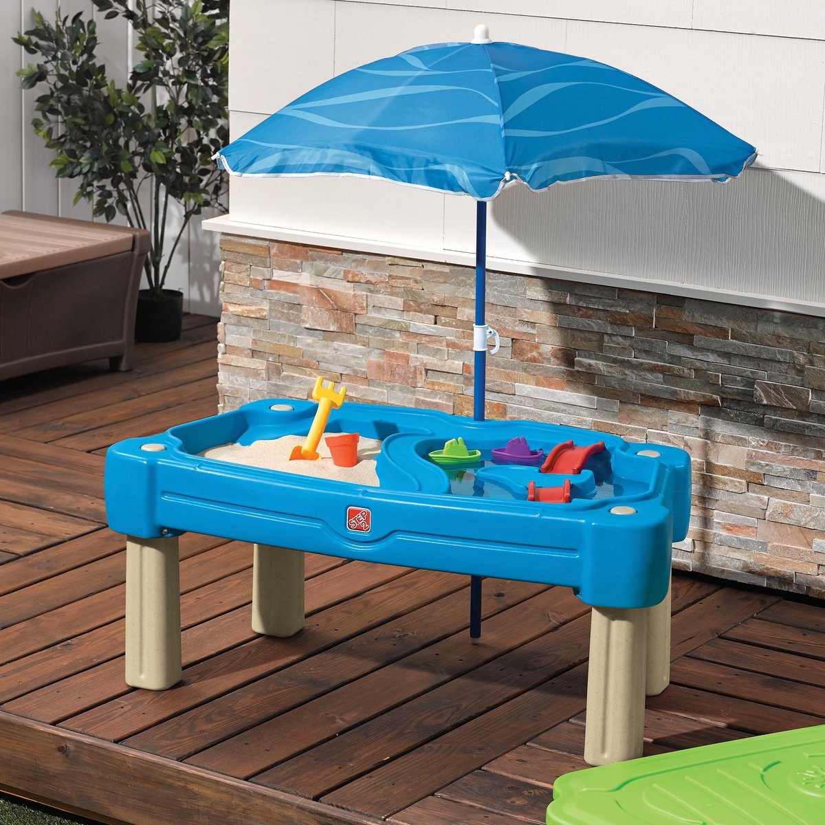 Step2 Cascading Cove Zand & Watertafel - Met Deksel, Parasol & 6 Accessoires - Activiteitentafel / Zandtafel met deksel voor de tuin / buiten - Waterspeelgoed voor kinderen — afbeelding 12