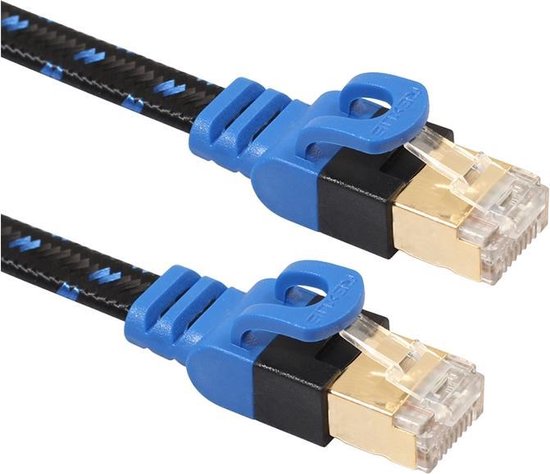 Supersnelle Cat7 RJ45 Netwerkkabel - LAN Ethernet Kabel - Wifi Netwerk Verlengkabel - Verlengsnoer - 20 Meter Lang - 10.000 Mbit/s - Blauw/Zwart - AA Commerce