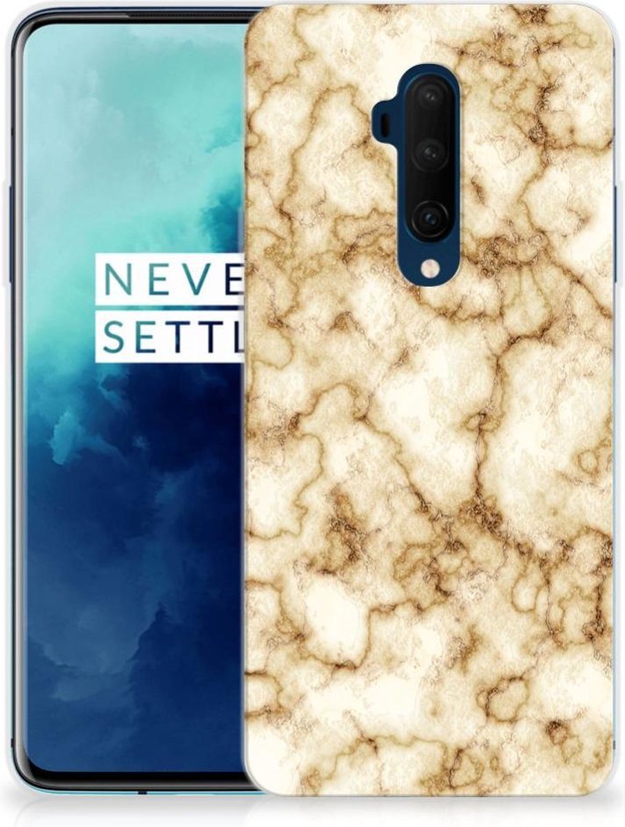 OnePlus 7T Pro TPU Siliconen Hoesje Marmer Goud