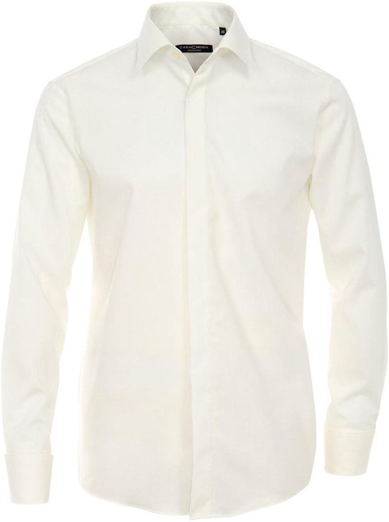 CASA MODA comfort fit overhemd (verborgen knopen) - popeline - beige - Strijkvriendelijk - Boordmaat: 47