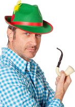Oktoberfest Groen/rood Tiroler hoedje verkleedaccessoire voor volwassenen - Oktoberfest/bierfeest feesthoeden - Alpenhoedje/jagershoedje