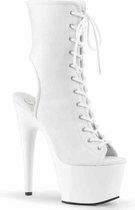 Adore-1016 plateau peeptoe enkellaars met open hiel en stiletto hak mat wit - (EU 36 = US 6) - Pleaser