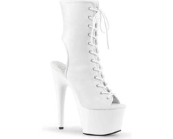 Adore-1016 plateau peeptoe enkellaars met open hiel en stiletto hak mat wit - (EU 36 = US 6) - Pleaser