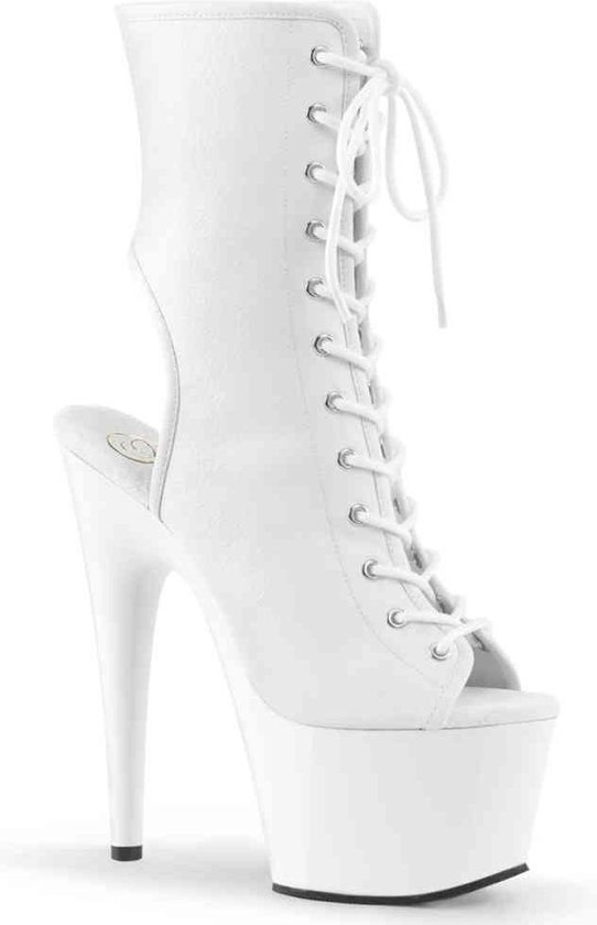 Bottines Adore 1016 plateau peeptoe avec talon ouvert et talon aiguille blanc mat . bol