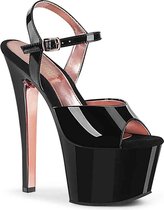 Pleaser Sandaal met enkelband, Paaldans schoenen -37 Shoes- SKY-309TT Paaldans schoenen Zwart/Roze
