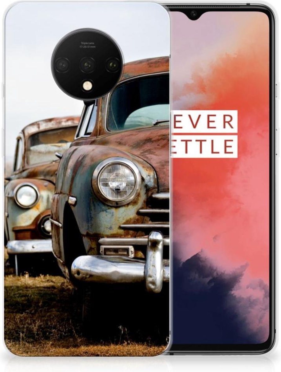 OnePlus 7T Siliconen Hoesje met foto Vintage Auto