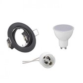 Set de spots LED - Trion - Raccord GU10 - Encastré rond - Noir mat - 6W - Blanc naturel 4200K - Inclinable Ø83mm