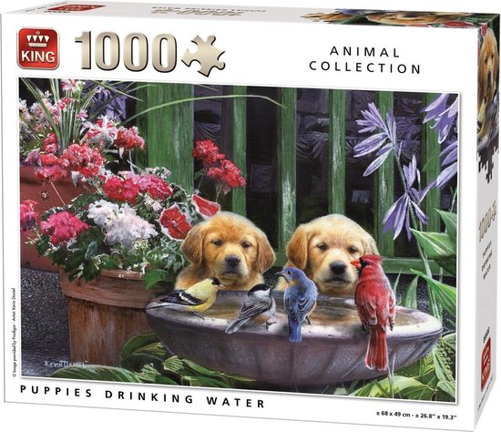 King Puzzel Dieren Hondjes drinken water- Puppies Drinking Water - 1000 Stuks