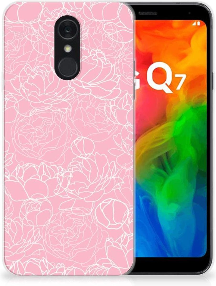 LG Q7 TPU Case White Flowers