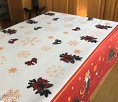 Strijkvrij Tafellaken - Tafelzeil - Tafelkleed - Kerstmis - Feestdagen - Gemakkelijk in onderhoud - Afgewerkt met bijpassend lintje - Rechthoekig - Sneeuwman - 120 cm x 150 cm
