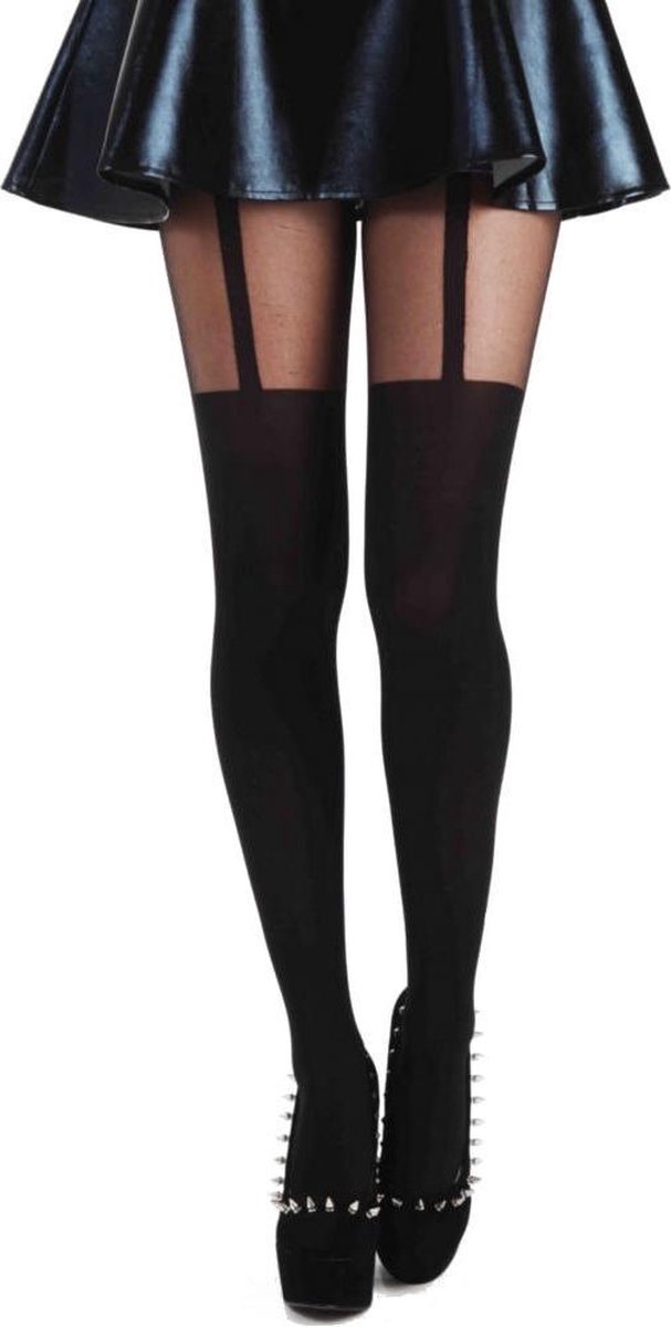 Pamela Mann - Plain Stripe Suspender Panty - S-L - Zwart