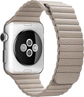 Geschikt voor Apple Watch 1 / 2 / 3 / 4 / 5 - 42MM / 44MM Luxe PU Leren bandje |Beige| Premium kwaliteit | Maat: One Size |PU Leer|TrendParts