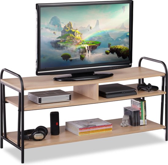 relaxdays tv kast industrieel - tv meubel open design - televisietafel - tv dressoir |