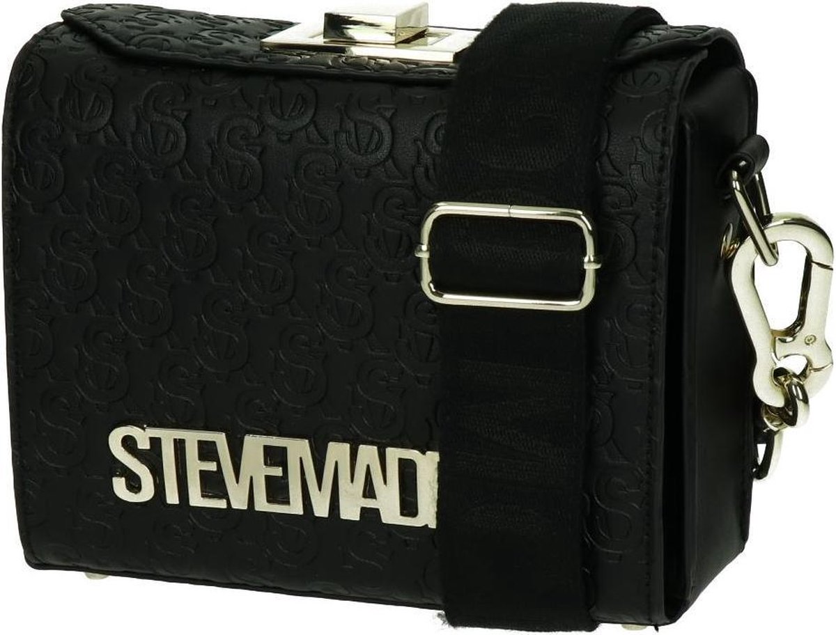 Steve Madden doorgestikte crossbody tas Bfreya zwart