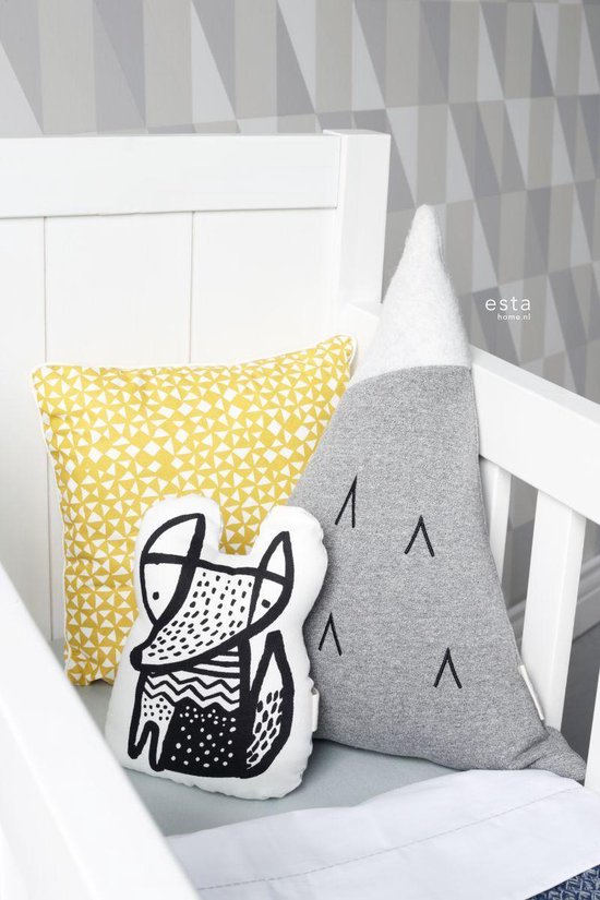 ESTAhome papier peint triangles graphiques argent et gris - 138922