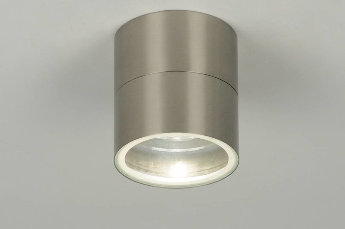 Lumidora Plafondlamp 70890 - Plafonniere - BOSA - GU10 - Staalgrijs - Metaal - Buitenlamp - Badkamerlamp - IP44 - ⌀ 10 cm