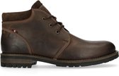 Manfield - Heren - Donkerbruine veterboots - Maat 42