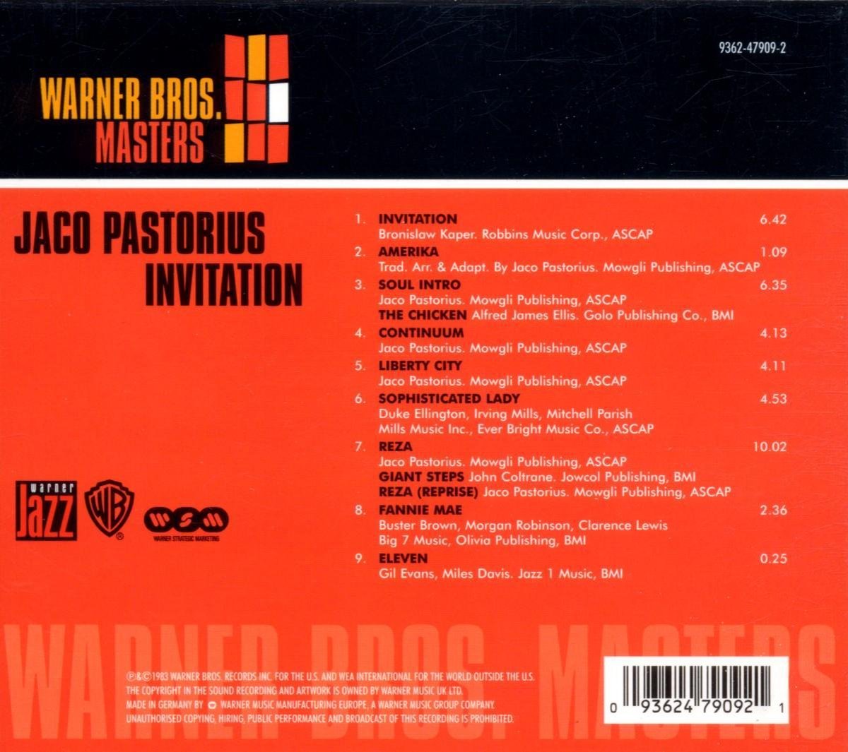 Invitation, Jaco Pastorius CD (album) Muziek