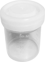 Set van 50 plastic potjes (60 ml) met witte schroefdoppen