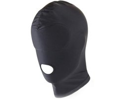 Kiotos - Zwarte BDSM Hood - Spandex Met Mondopening