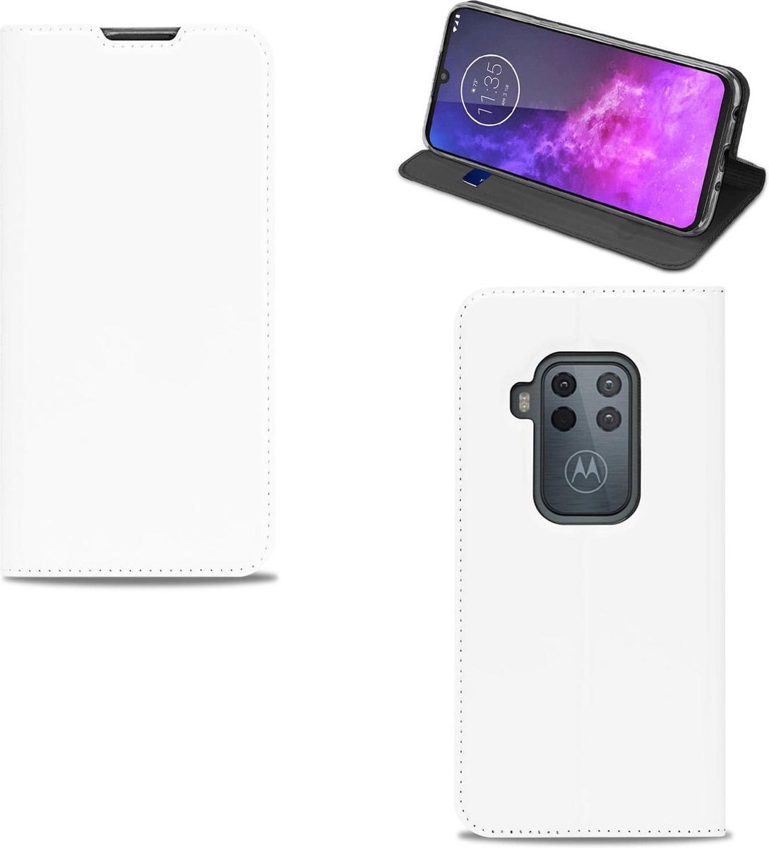 Bookcase Motorola One Zoom Hoesje Wit met Pashouder