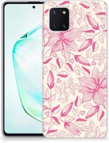 Back Cover Geschikt voor Samsung Note 10 Lite TPU Siliconen Hoesje Pink Flowers