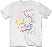 BT21 Heren Tshirt -M- Faces Wit