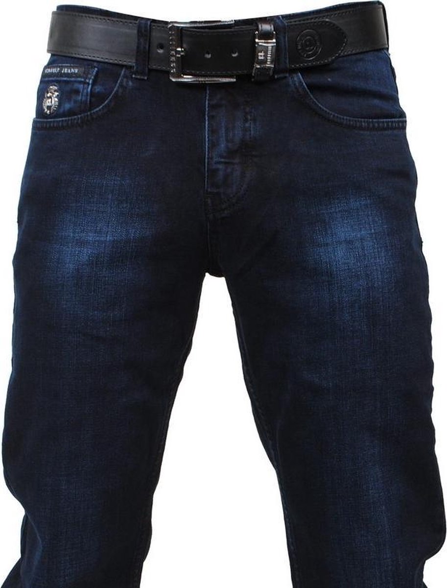 Cobbelti - Heren Jeans met gratis Riem - Blue Wash - Stretch - Lengte 36 -  Dark Blue | bol.com