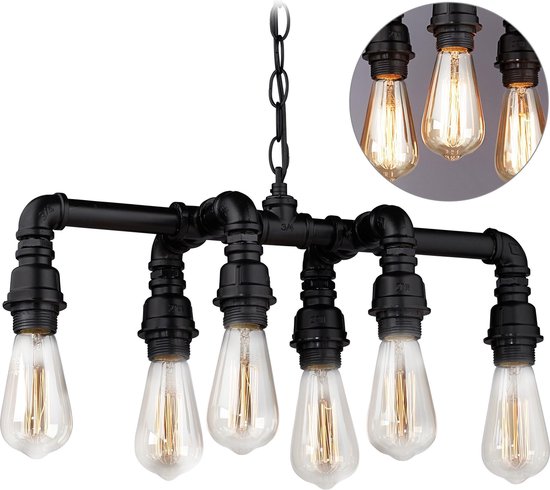 Relaxdays hanglamp industrieel - industriele lamp - steigerbuis lamp -  vintage - metaal | bol.com