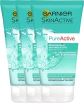 Garnier Skinactive Face SkinActive PureActive Reinigingsgel - Gemengde Huid - 3 x 150 ml - Voordeelverpakking