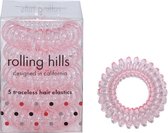 Rolling Hills 5 traceless hair elastics transparent pink nr 13