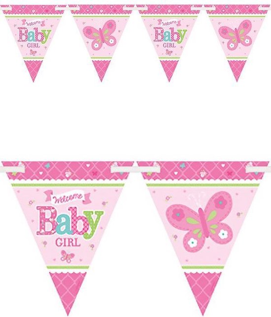 Pennant Banner Baby Girl 24 pennants met4.57 m ribbon