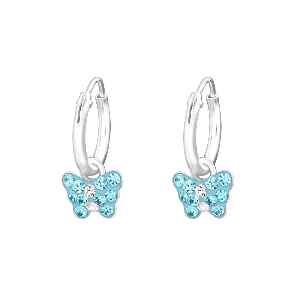 WeLoveSilver - kinderoorbellen zilver - vlinderblauwe kristallen