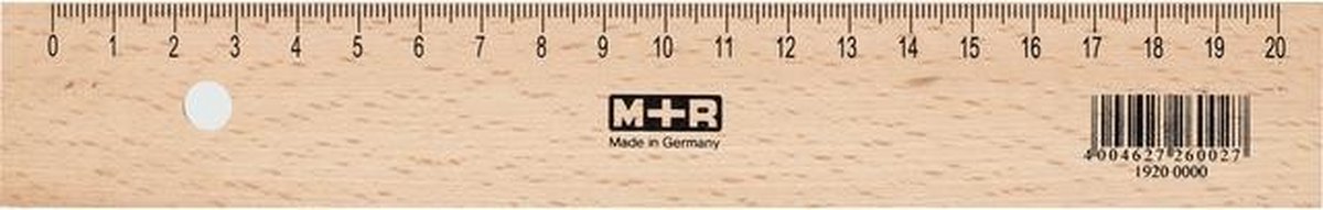 Règle Large M+R 20 Cm - Plastique Gris Fumé Avec Graduation - Pour Bureau, école, Dessin