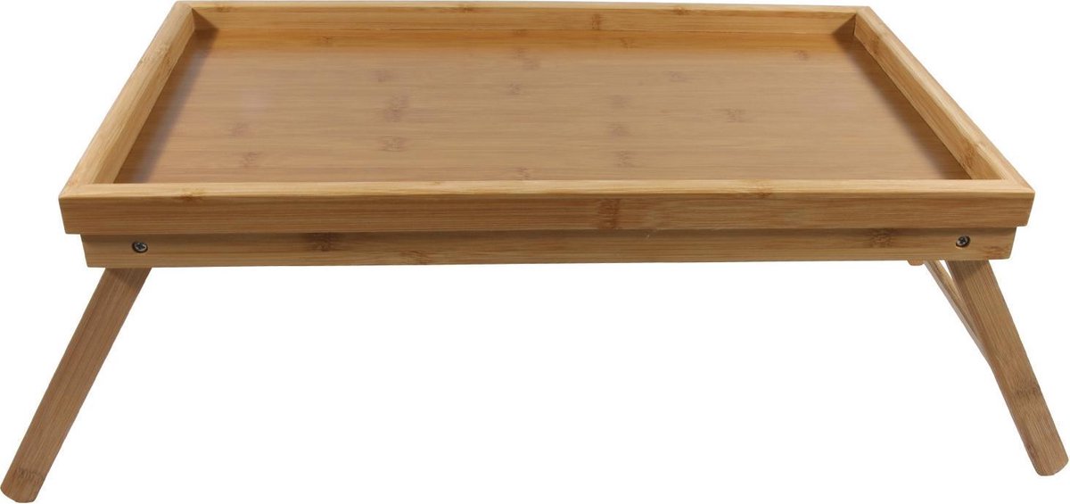 Dienblad op pootjes - bamboe - ontbijt op bed - 50 x 30 cm - Bedtafel / serveerblad - laptop / tablet / boek / ontbijt - Schoottafeltjes — cadeau in Koken & Dineren - foto 4