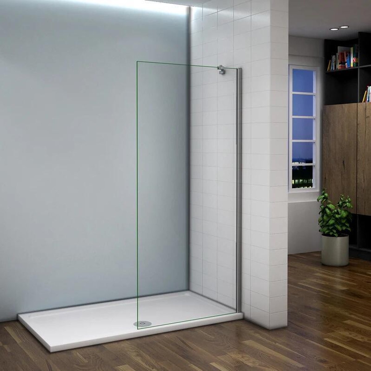 inloopdouche (84.8-86.8)x195cm,douchescherm,50cm stabilisator,6mm helder veiligheidsglas nano easyclean antikalk,douchewand