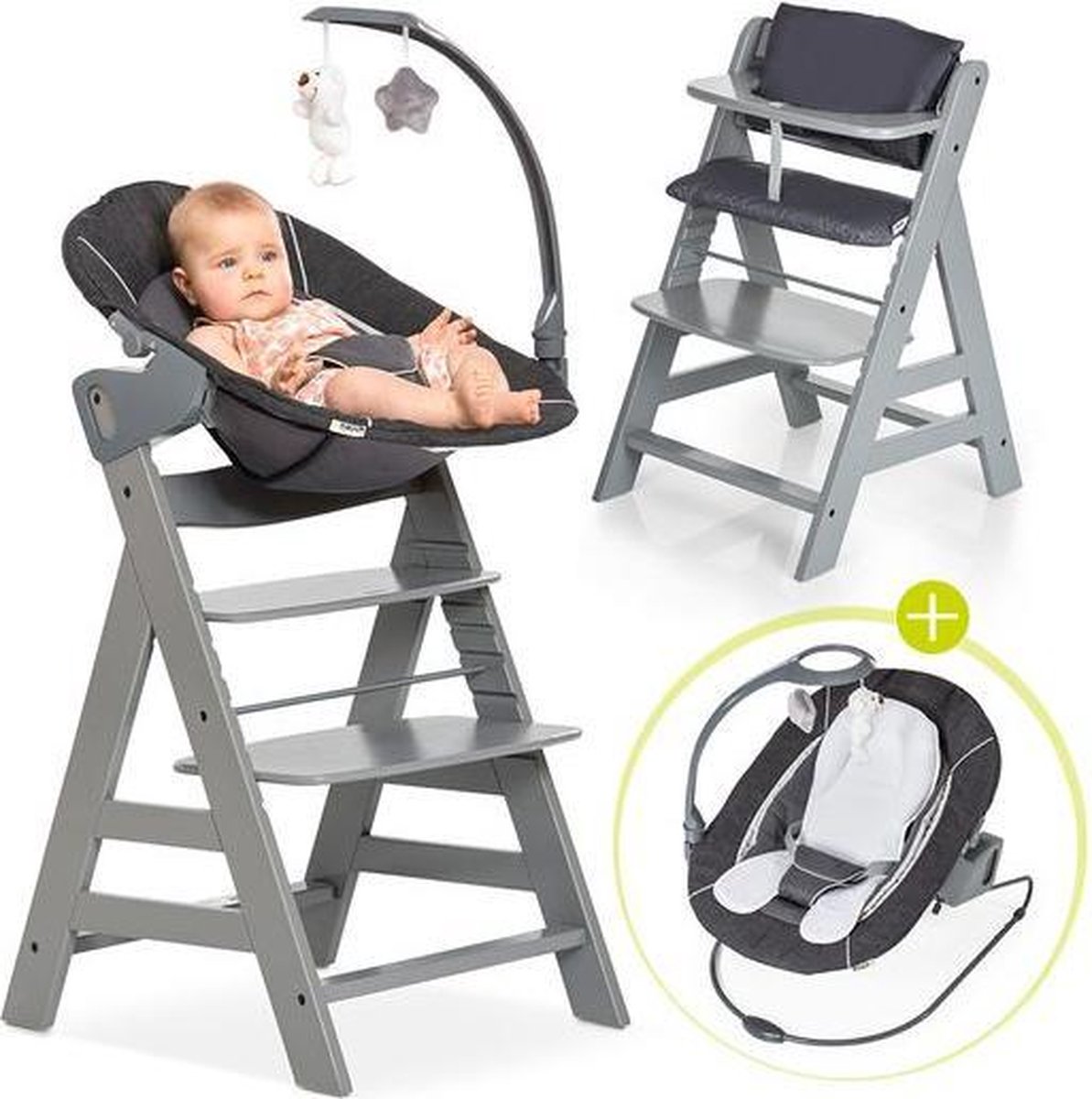 Bang om te sterven Genre Pelgrim Hauck Alpha Plus Kinderstoel - Newborn Set Deluxe - Grijs - Little Plaza