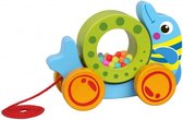 Tooky Toy Trekfiguur Dolfijn 15 Cm Hout Blauw/groen/geel