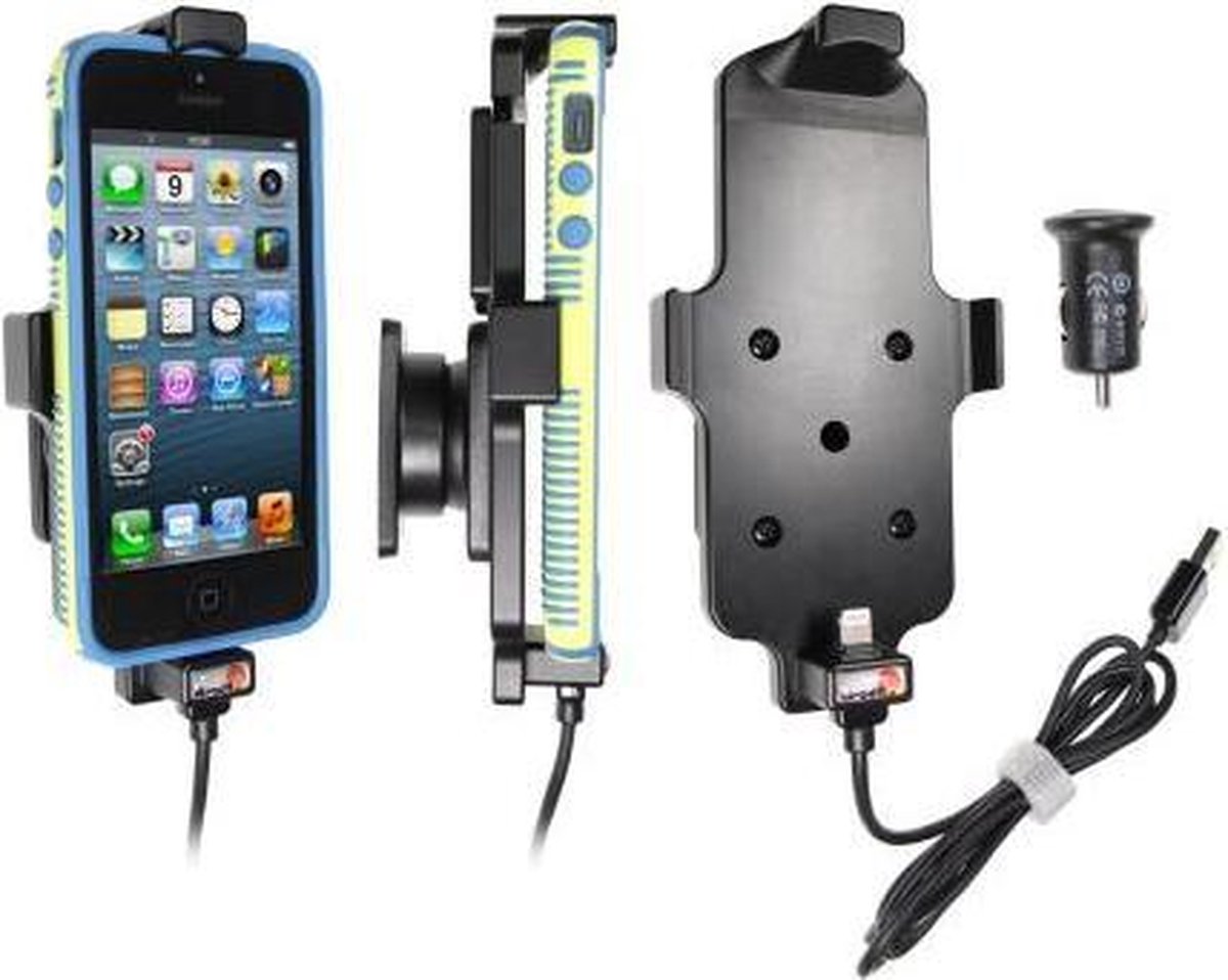 Brodit actieve houder met autolader/USB kabel voor Apple iPhone 5 - met skin