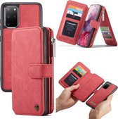 Voor Galaxy S20 Plus CaseMe Crazy Horse Texture Afneembare Multifunctionele Horizontale Flip Leren Case, met Kaartsleuf & Houder & Rits Portemonnee & Fotolijst (Rood)