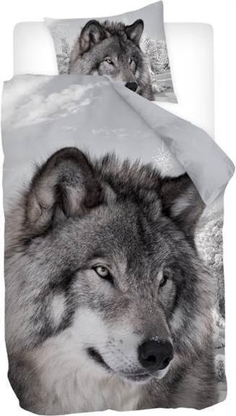 Snoozing Winter Wolf - Dekbedovertrek - Eenpersoons - 140x200/220 cm -  Multi kleur | bol.com