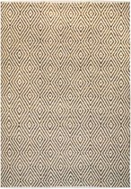 Beige vloerkleed - 160x230 cm  -  Symmetrisch patroon Geruit - Modern