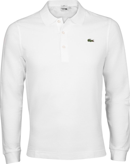 Lacoste Sport slim fit polo - poloshirt lange mouw - wit - Maat: