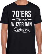 70ers zijn veel wijzer dan zestigers verjaardags t-shirt zwart voor heren S
